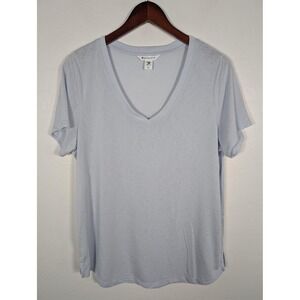 Athleta Shirt Womens XL Blue Lightweight V Neck Short Sleeve Casual Tee Top